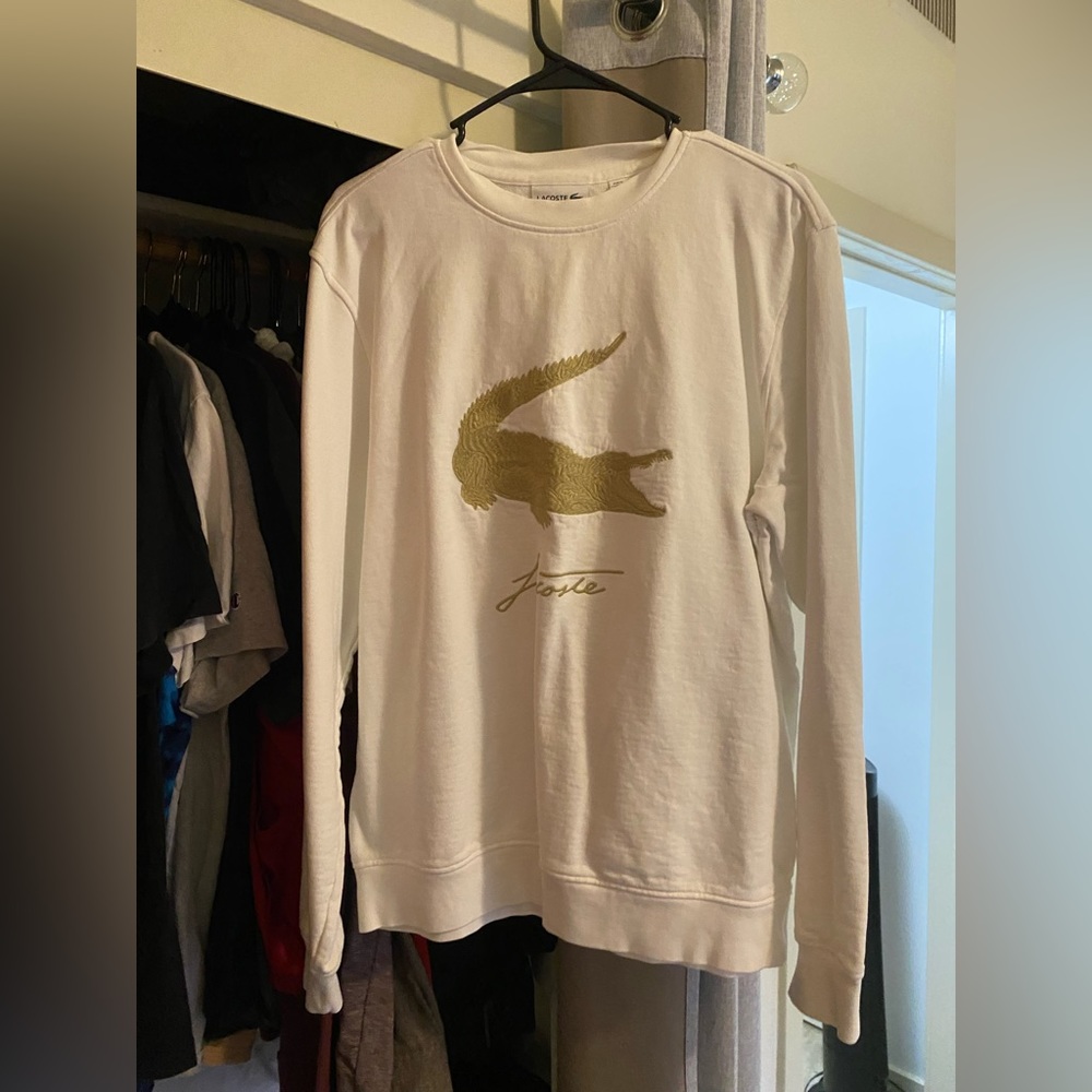 Men’s Large white ‘LACOSTE’ sweater